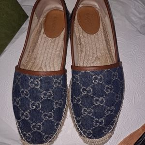Gucci Blue and Brown Espadrilles
